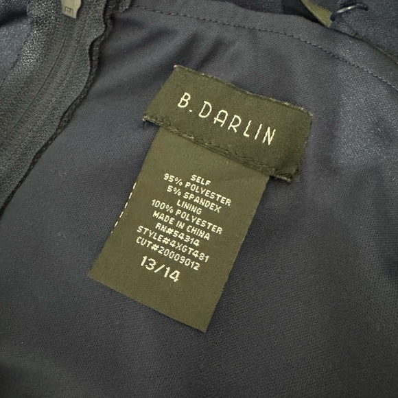 B Darlin Blue Pleated Sundress Spaghetti Strap Cocktail - Picture 5 of 6